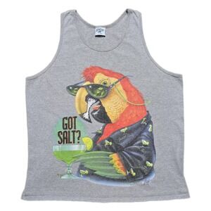 VTG Y2K Caribbean Soul Shirt Parrot Party Got Salt?‎ Tank Top Beach Margarita XL